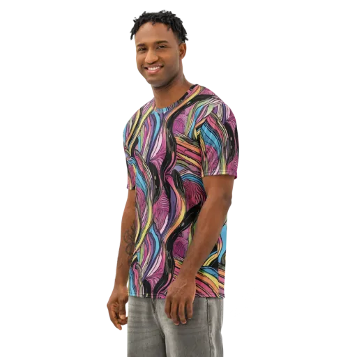 Violet Ribbons on a Men's Cotton Crew Neck T-Shirt