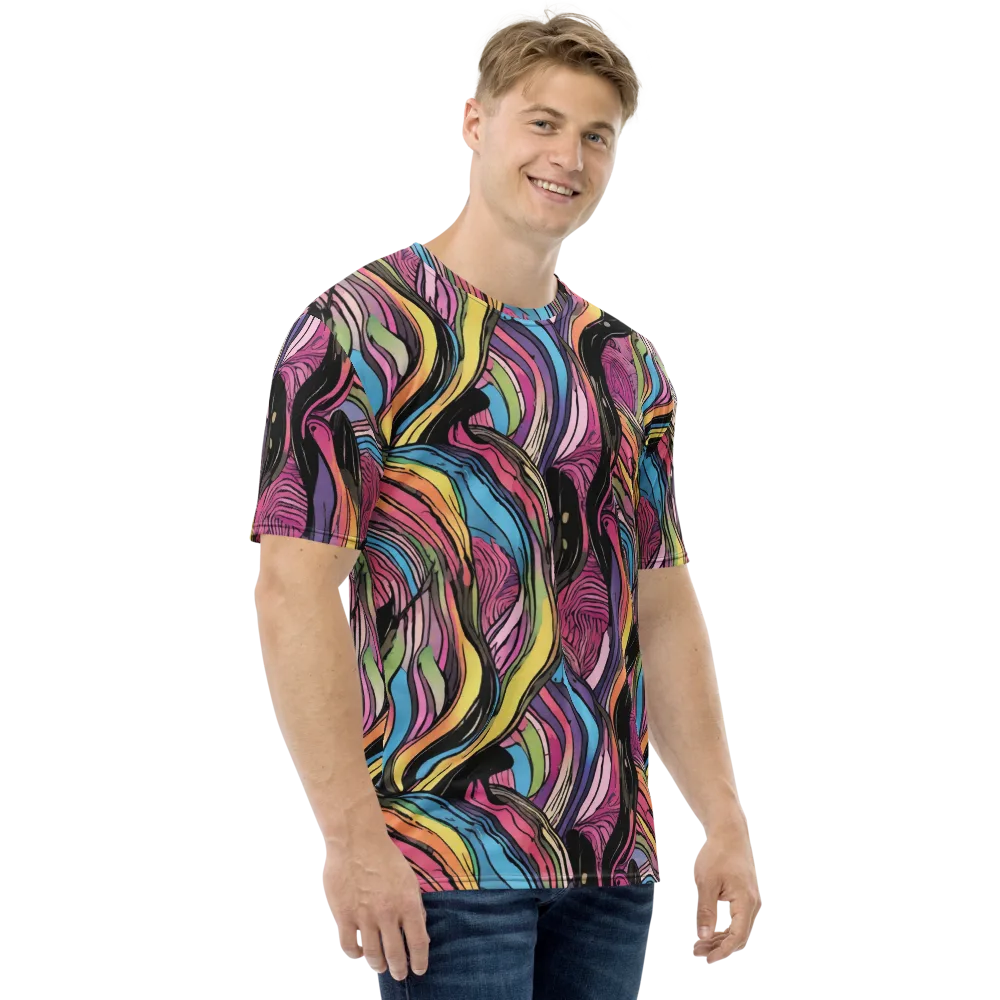Violet Ribbons on Men's Crew Neck T-Shirt — Right