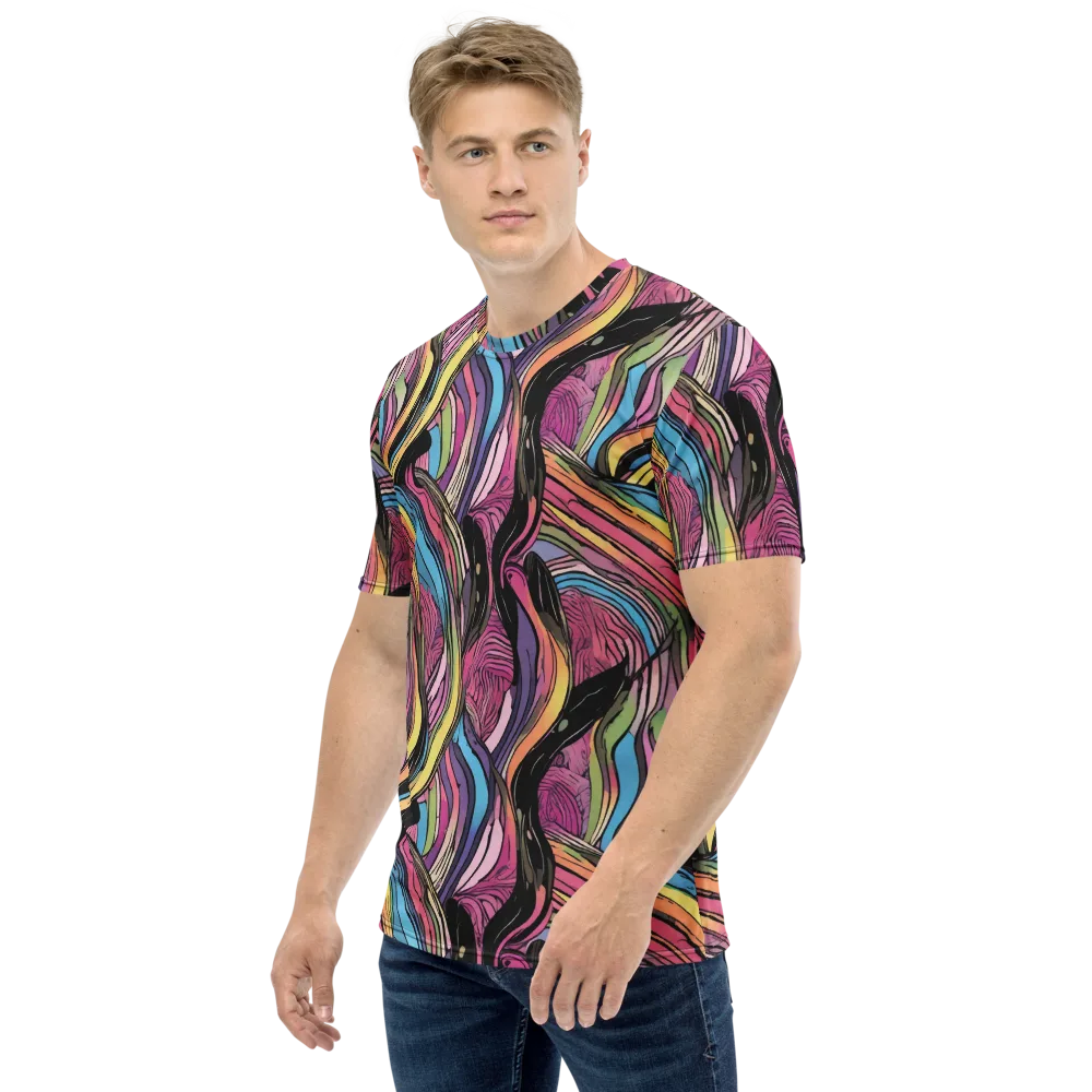 Violet Ribbons on Men's Crew Neck T-Shirt — Left