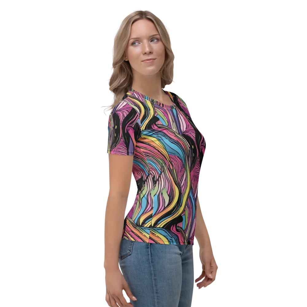 Violet Ribbons on Women's Crew Neck T-Shirt — Right