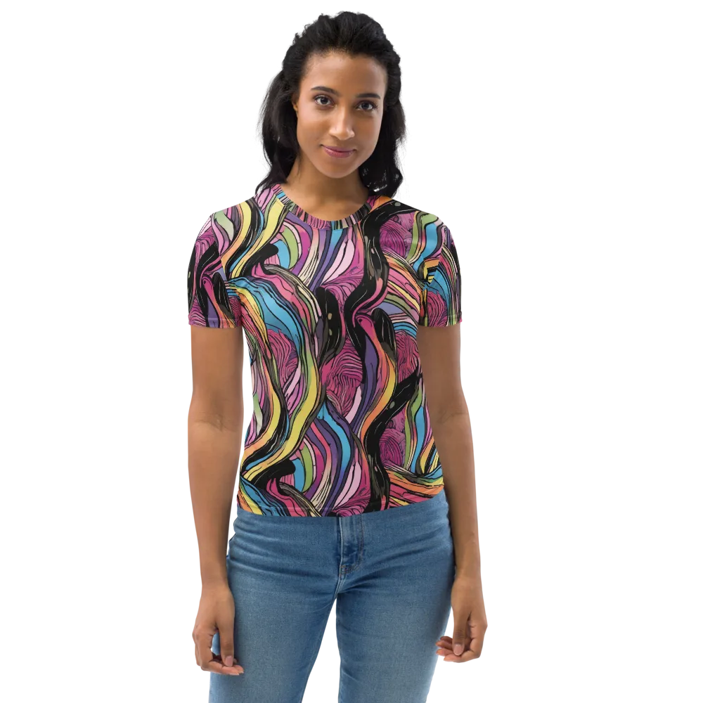 Violet Ribbons on Women's Crew Neck T-Shirt — Front
