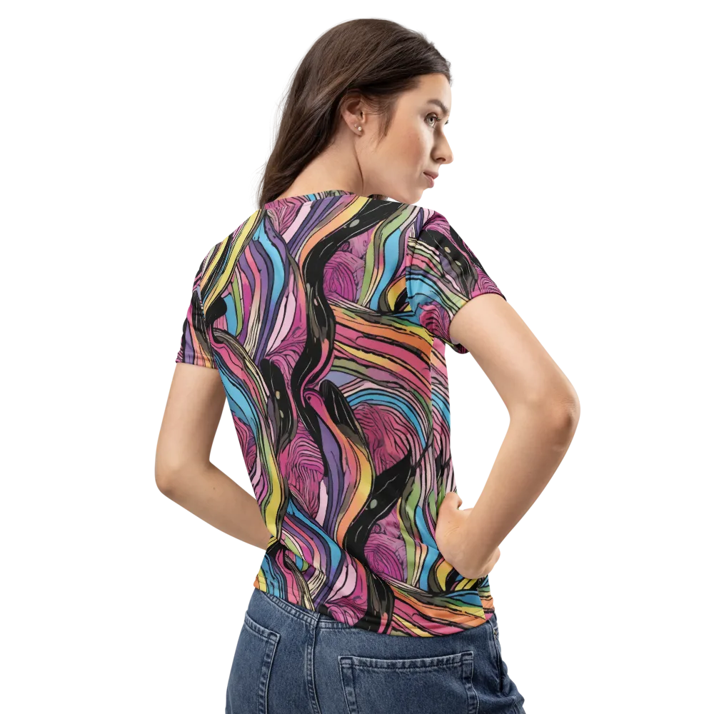 Violet Ribbons on Women's Crew Neck T-Shirt — Back