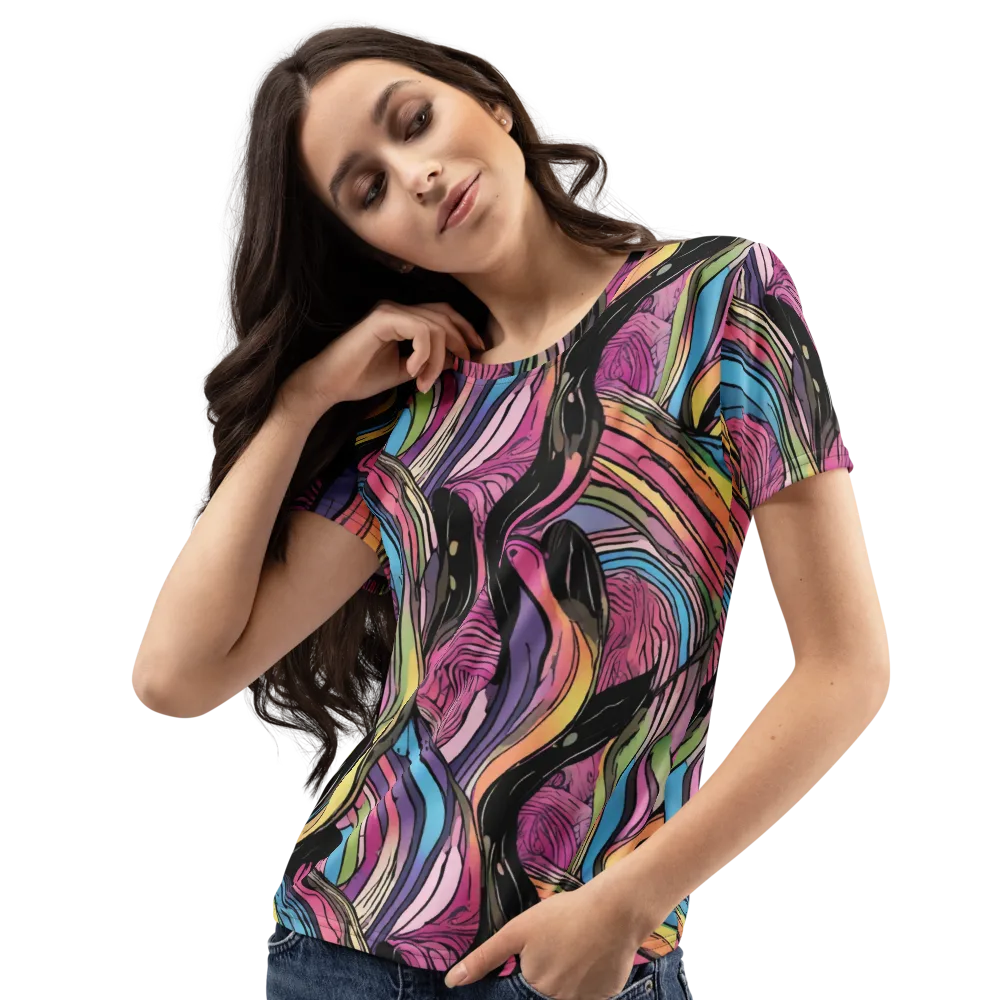 Violet Ribbons on Women's Crew Neck T-Shirt — Left Front