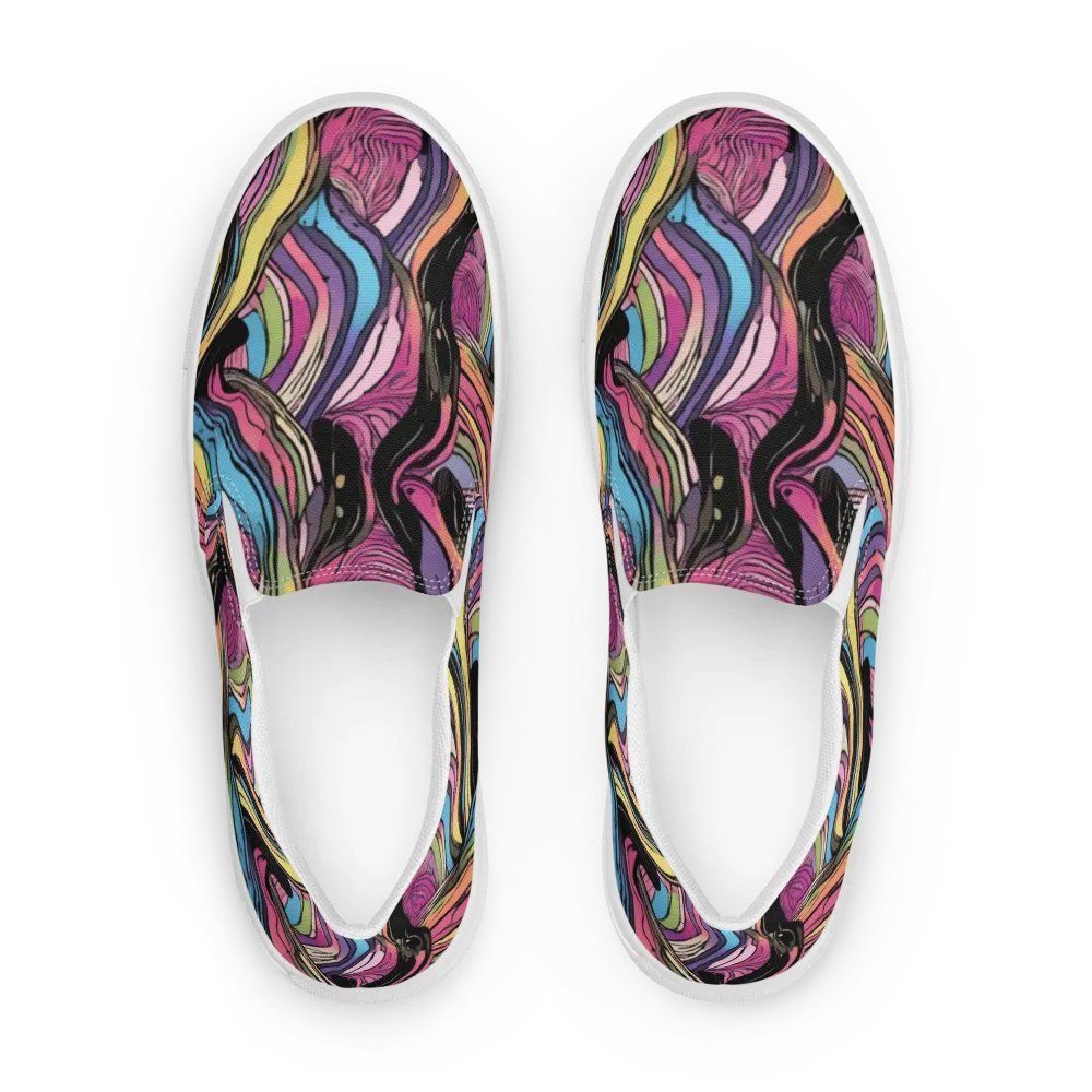 Violet Ribbons on Men's Slip-On Canvas Shoes — Front
