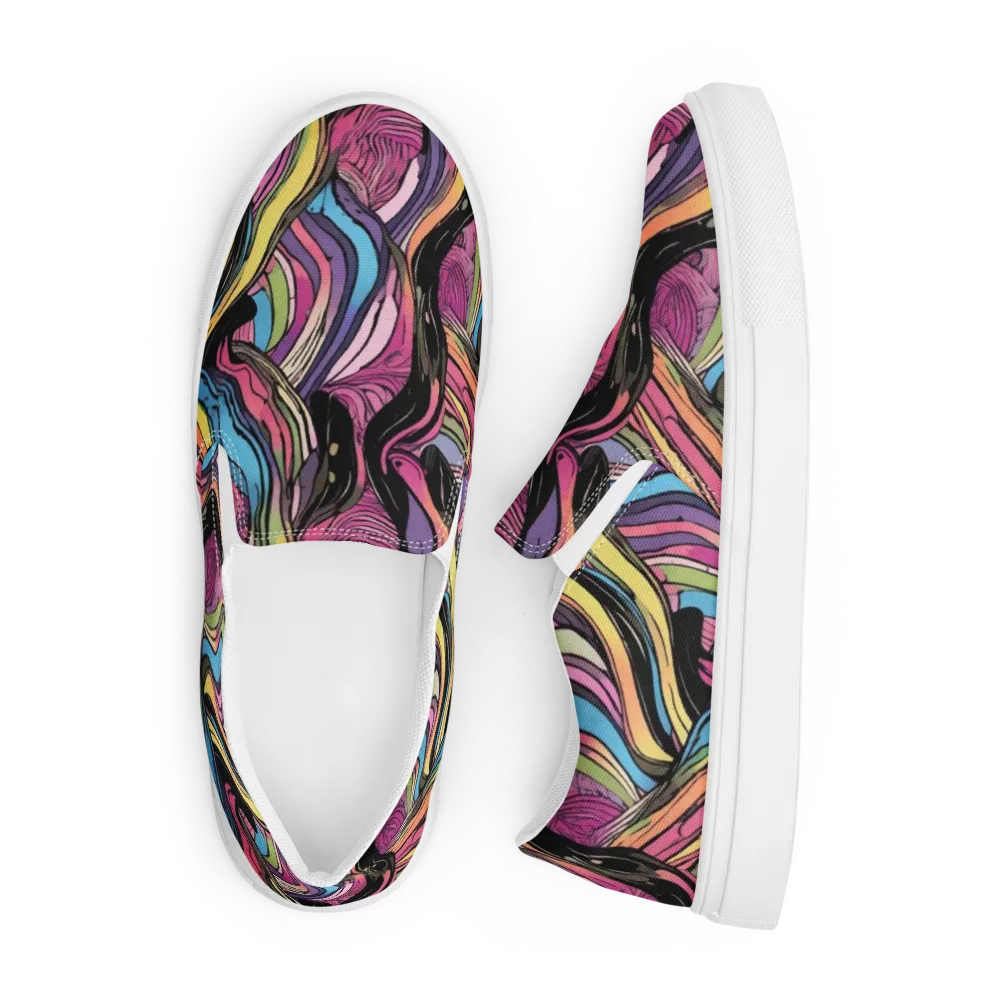 Violet Ribbons on Men's Slip-On Canvas Shoes — Front