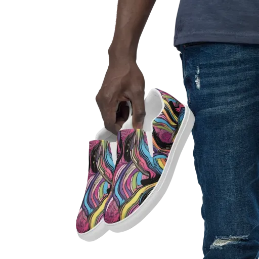 Violet Ribbons on a Men's Slip-On Canvas Shoes