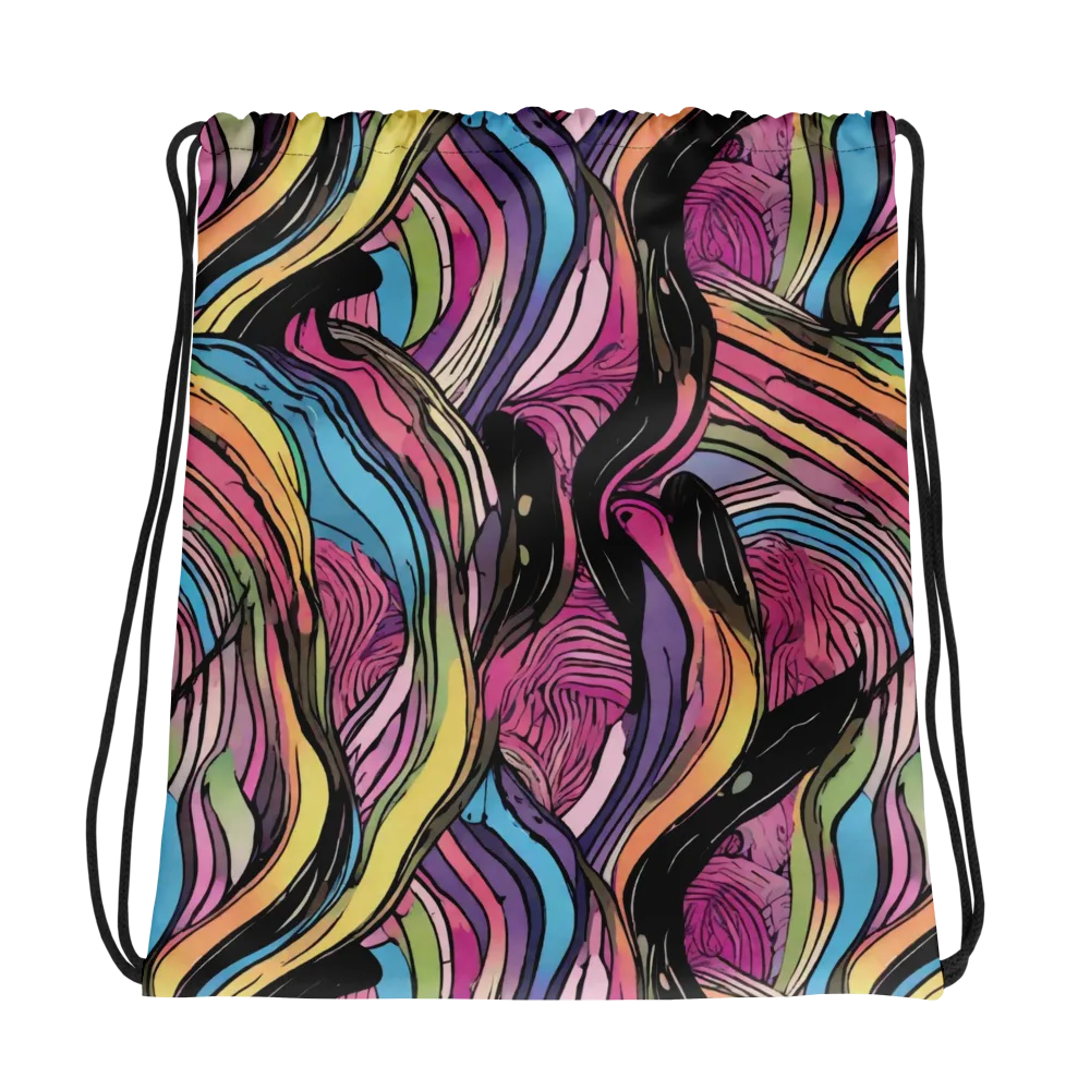 Violet Ribbons on Drawstring Bag — Photo