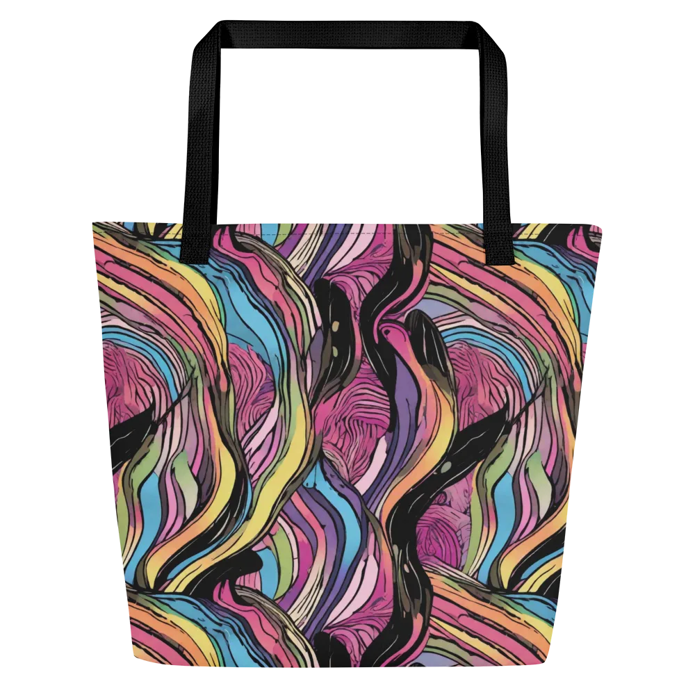Violet Ribbons on Large Tote Bag W/ Pocket — Front