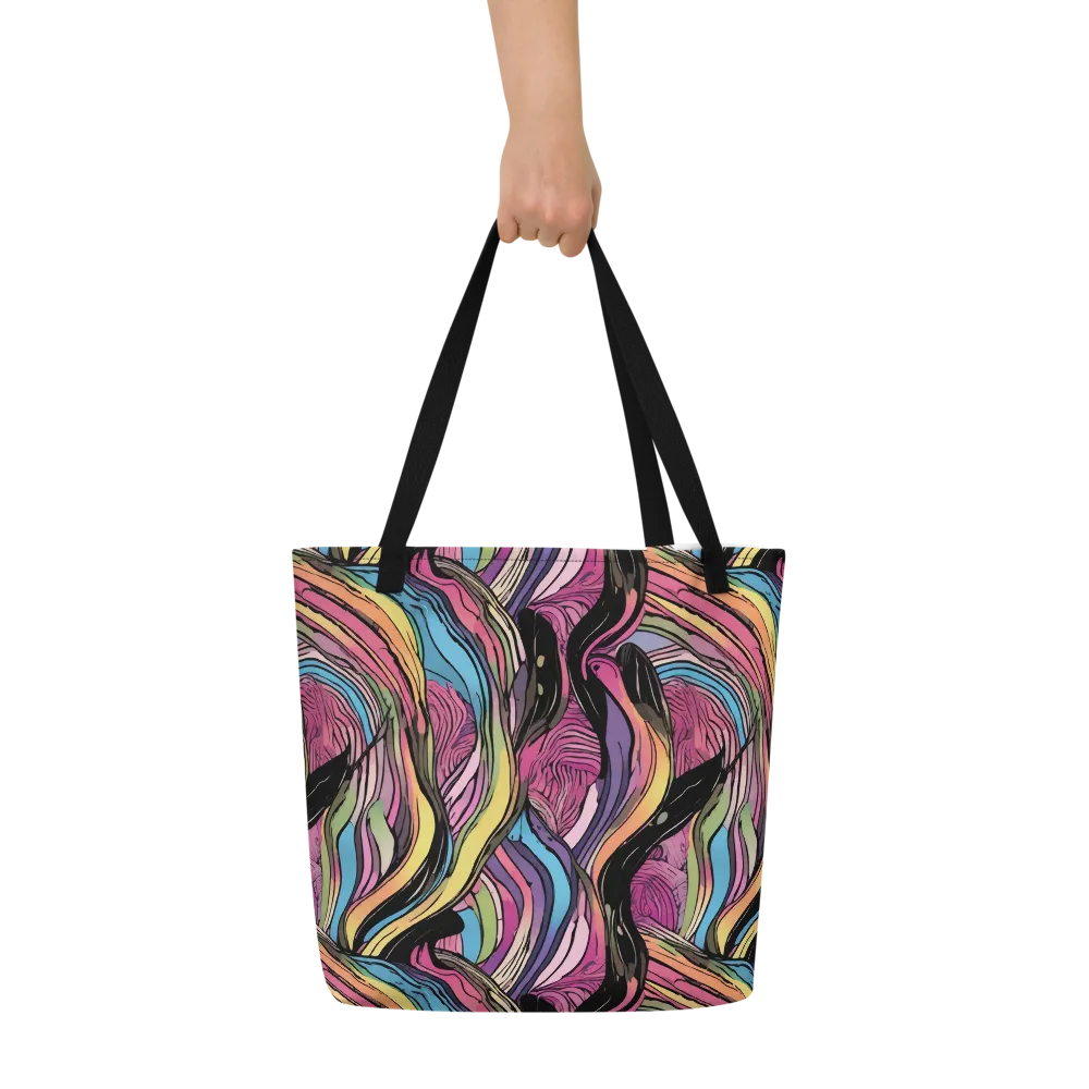 Violet Ribbons on Large Tote Bag W/ Pocket — Front