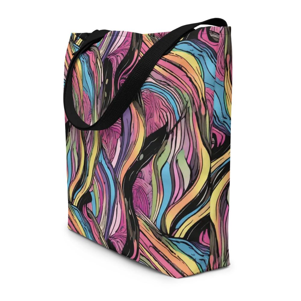 Violet Ribbons on Large Tote Bag W/ Pocket — Front