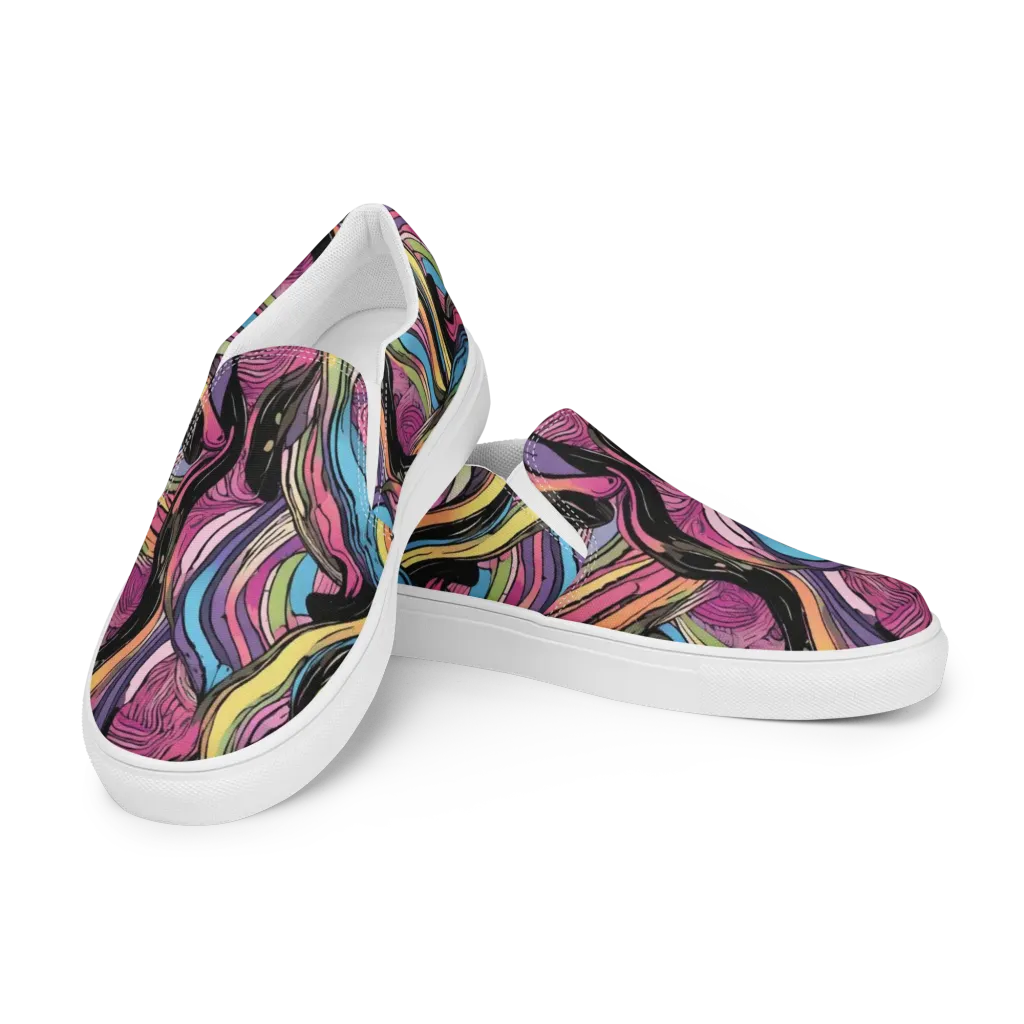Violet Ribbons on Women's Slip-On Canvas Shoes — Left Front