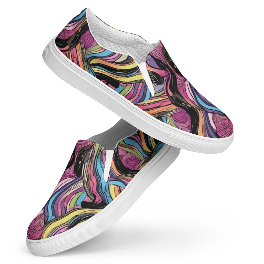Violet Ribbons on Women's Slip-On Canvas Shoes — Front