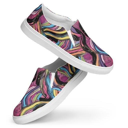 Violet Ribbons on a Women's Slip-On Canvas Shoes