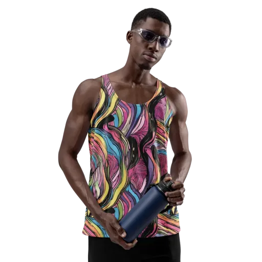 Violet Ribbons on a Men's Tank Top