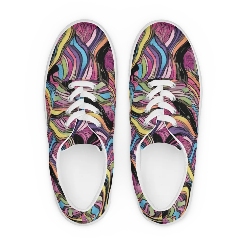 Violet Ribbons on Men's Lace-Up Canvas Shoes — Front