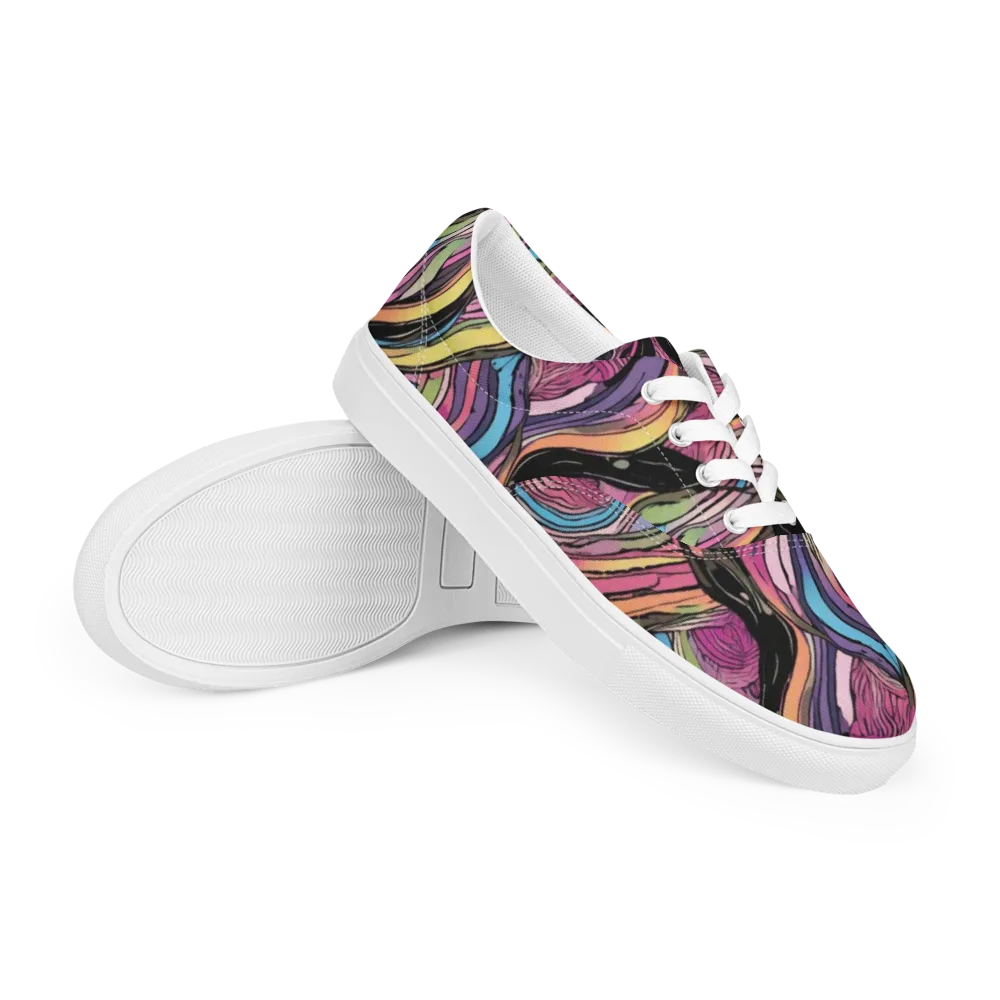 Violet Ribbons on Men's Lace-Up Canvas Shoes — Right Front