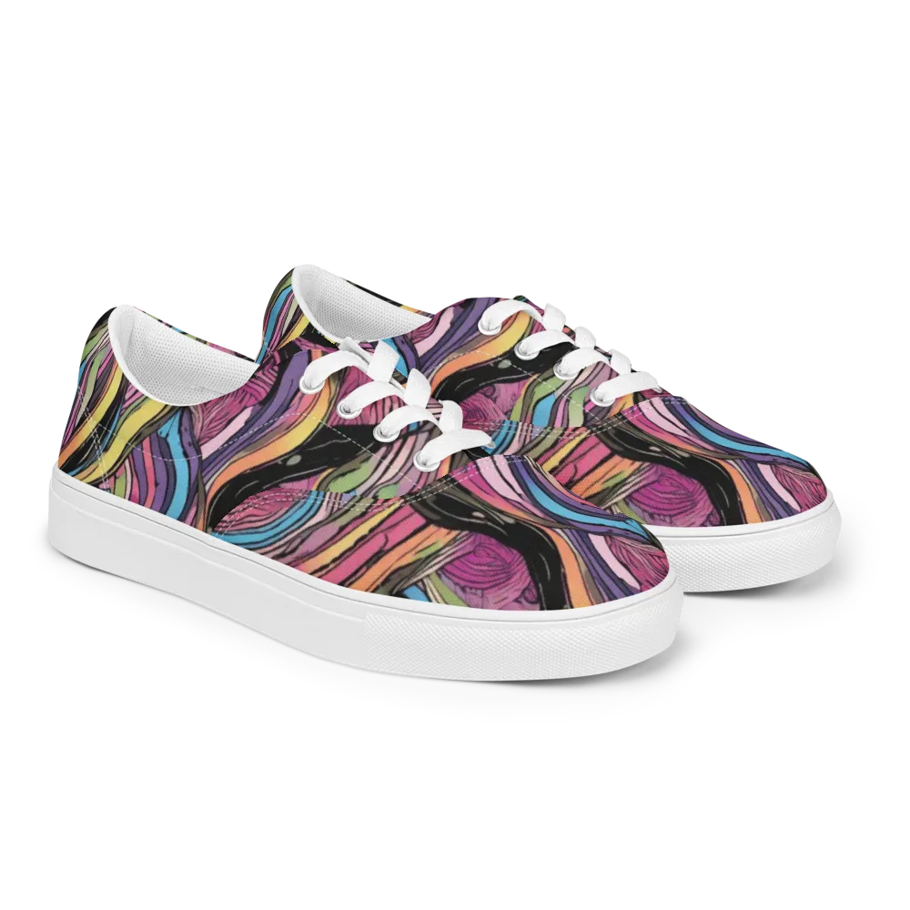Violet Ribbons on Men's Lace-Up Canvas Shoes — Right Front