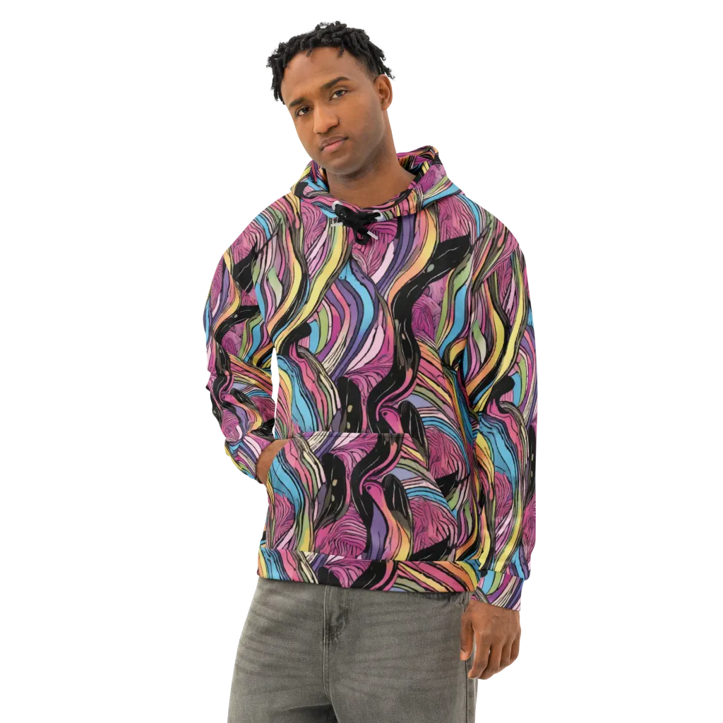 Violet Ribbons on Cotton Hoodie — Left Front