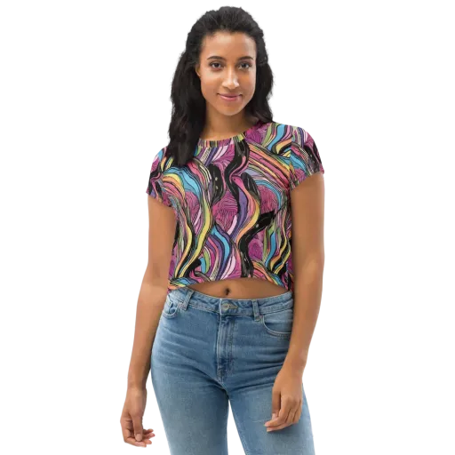 Violet Ribbons on a Crop Tee