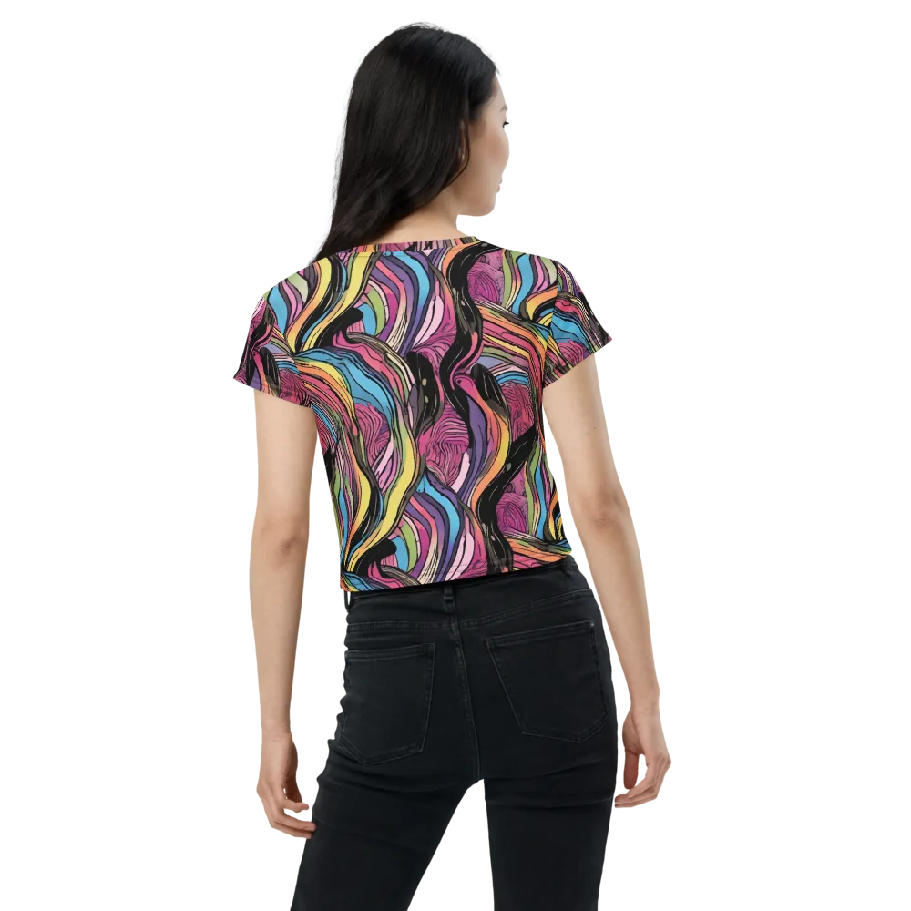 Violet Ribbons on Crop Tee — Back