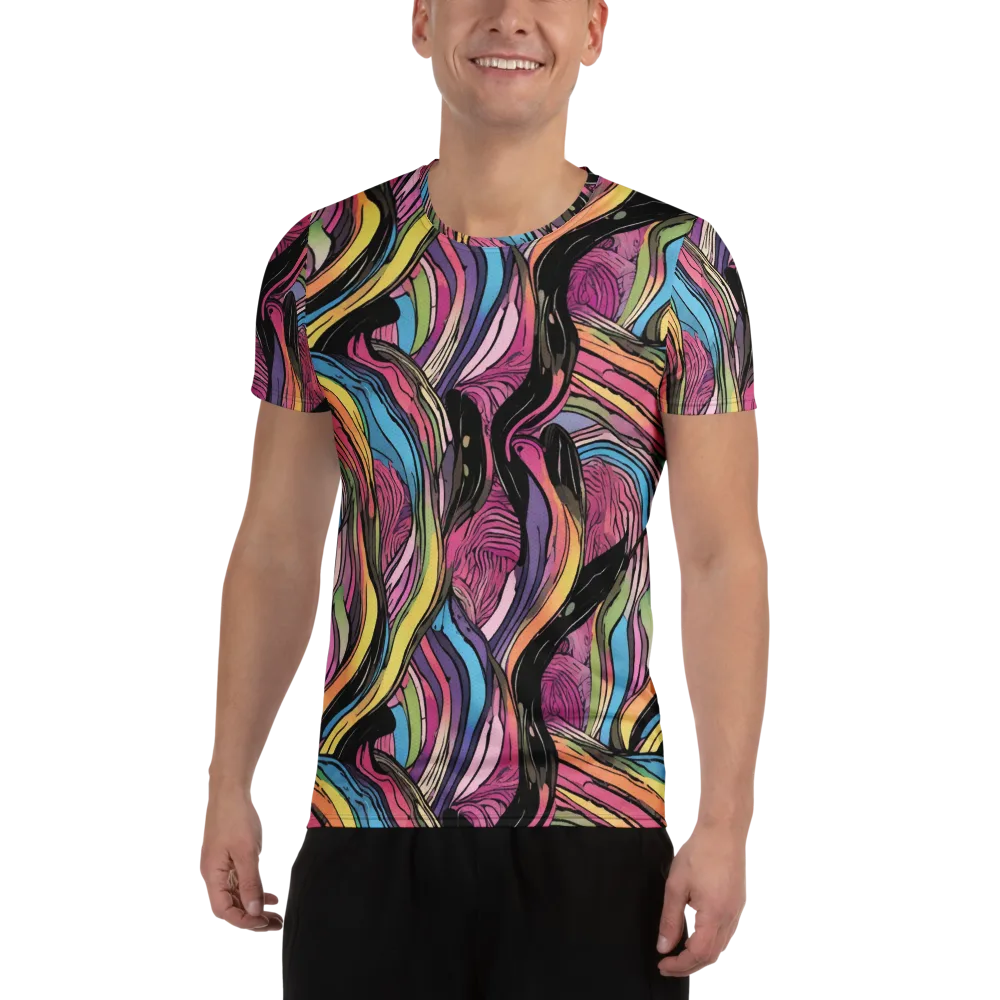 Violet Ribbons on Men's Athletic T-Shirt — Front