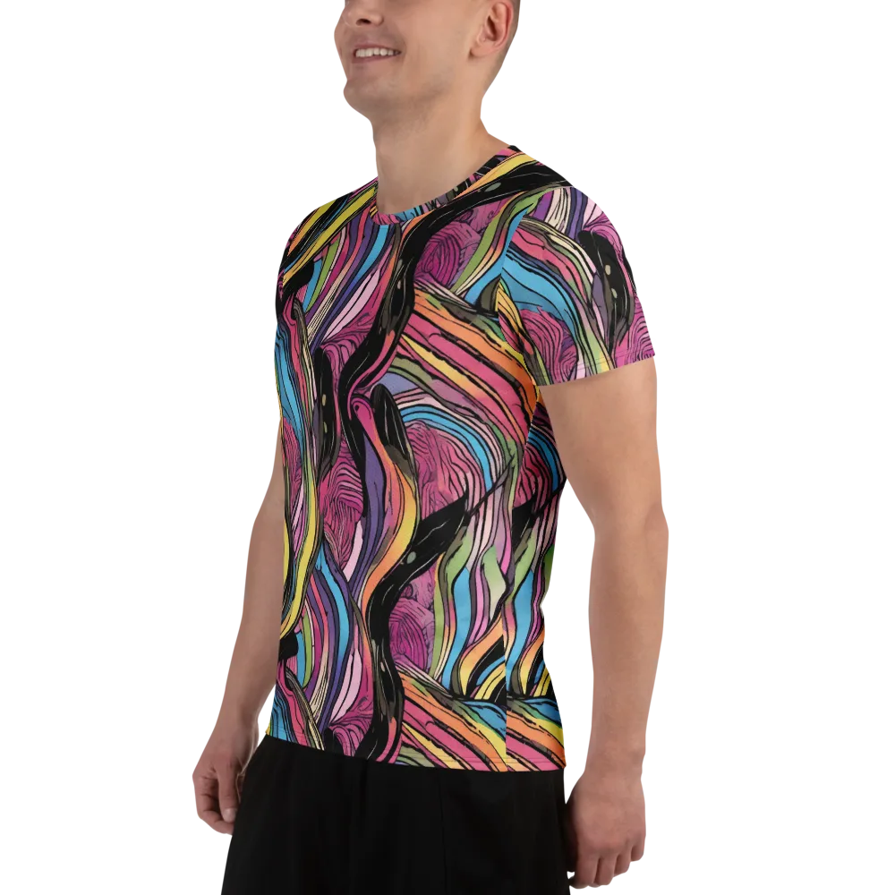Violet Ribbons on Men's Athletic T-Shirt — Left