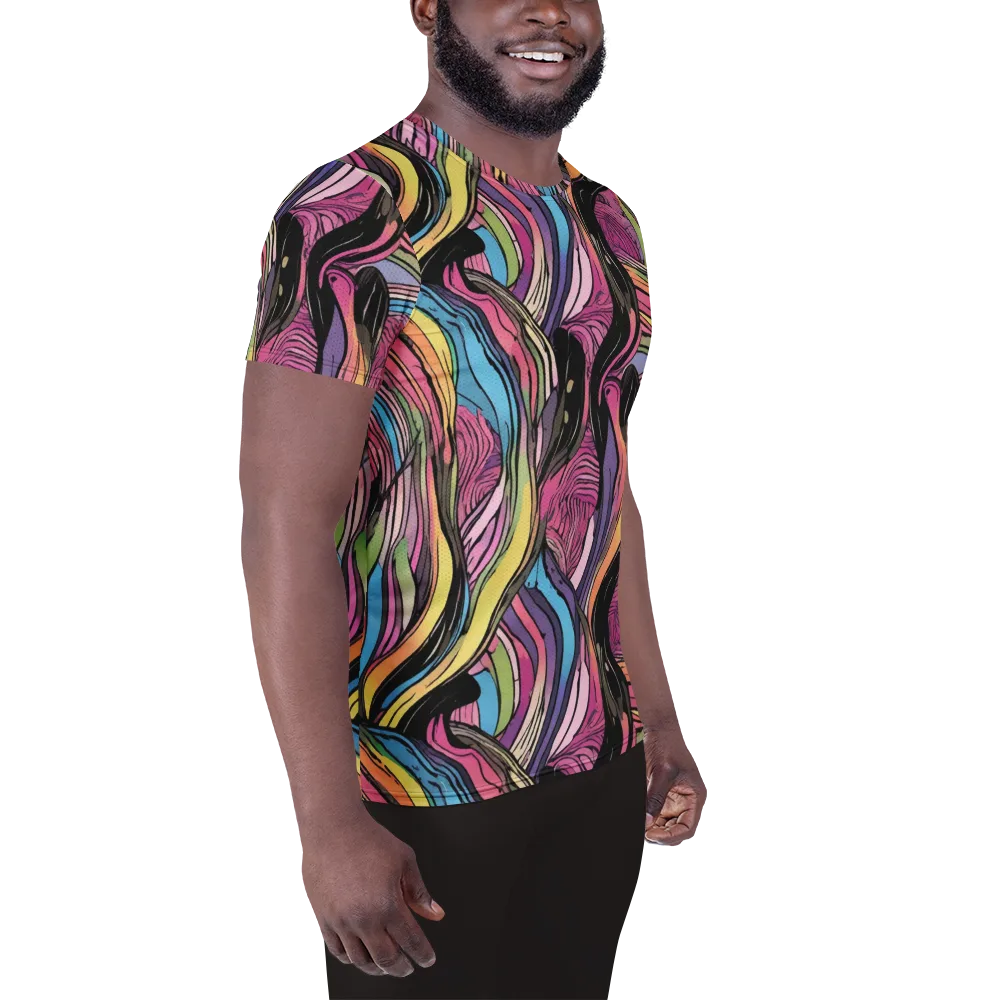 Violet Ribbons on Men's Athletic T-Shirt — Right
