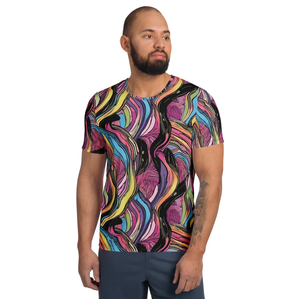 Violet Ribbons on Men's Athletic T-Shirt — Front