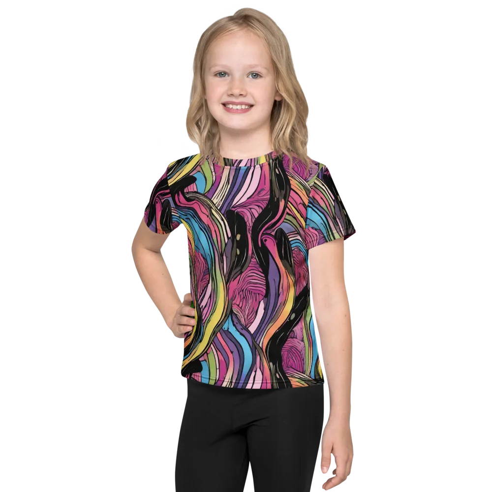 Violet Ribbons on Kids Crew Neck T-Shirt — Front