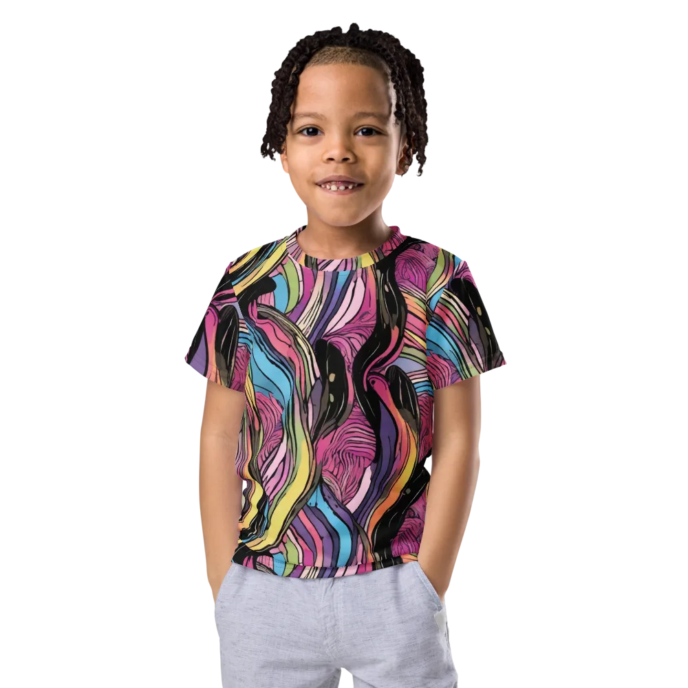 Violet Ribbons on Kids Crew Neck T-Shirt — Front