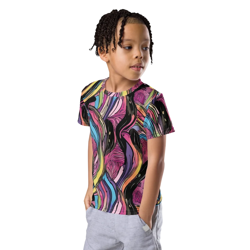 Violet Ribbons on Kids Crew Neck T-Shirt — Left Front