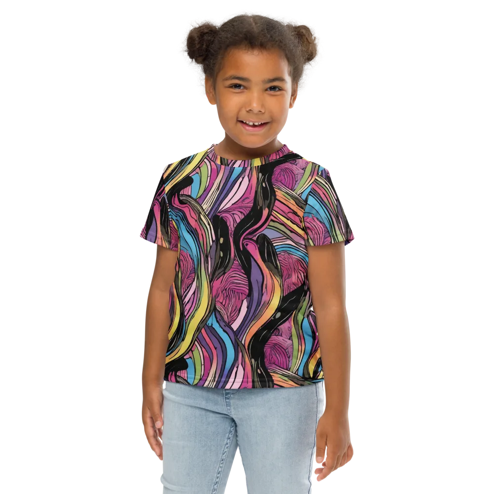 Violet Ribbons on Kids Crew Neck T-Shirt — Front