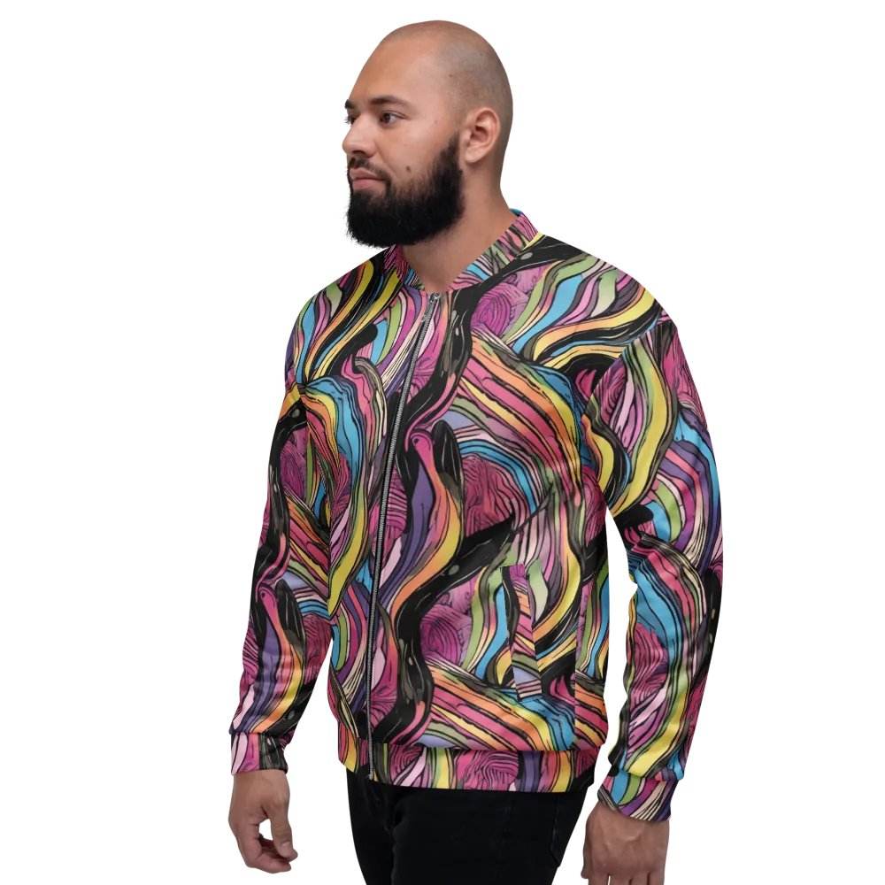 Violet Ribbons on Bomber Jacket — Left