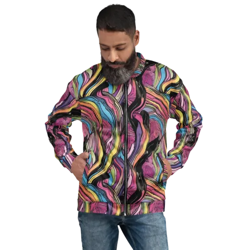 Violet Ribbons on a Bomber Jacket