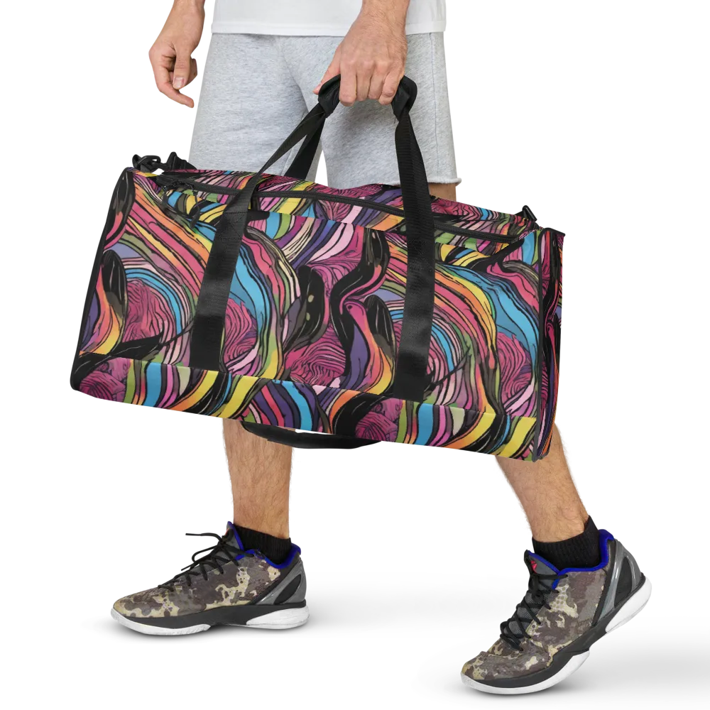 Violet Ribbons on Duffle Bag — Front