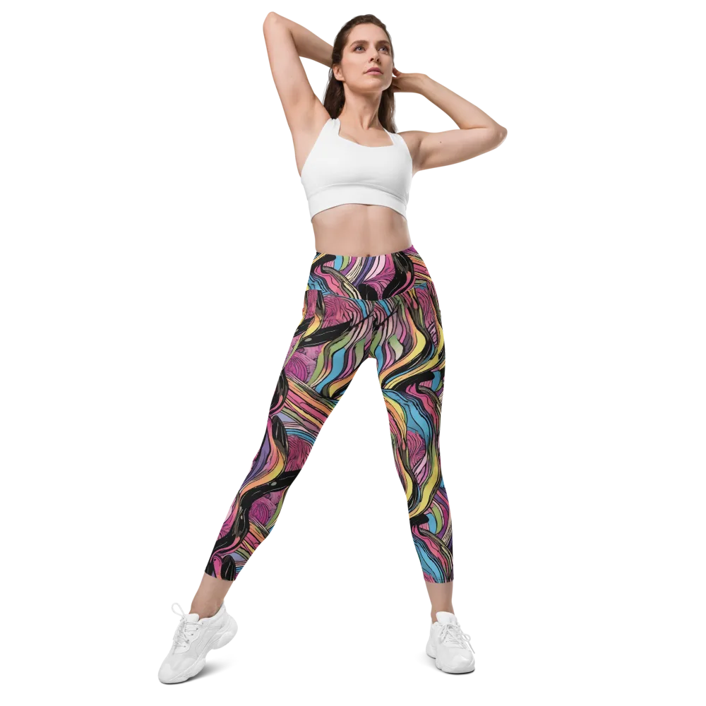 Violet Ribbons on Leggings with Pockets — Front
