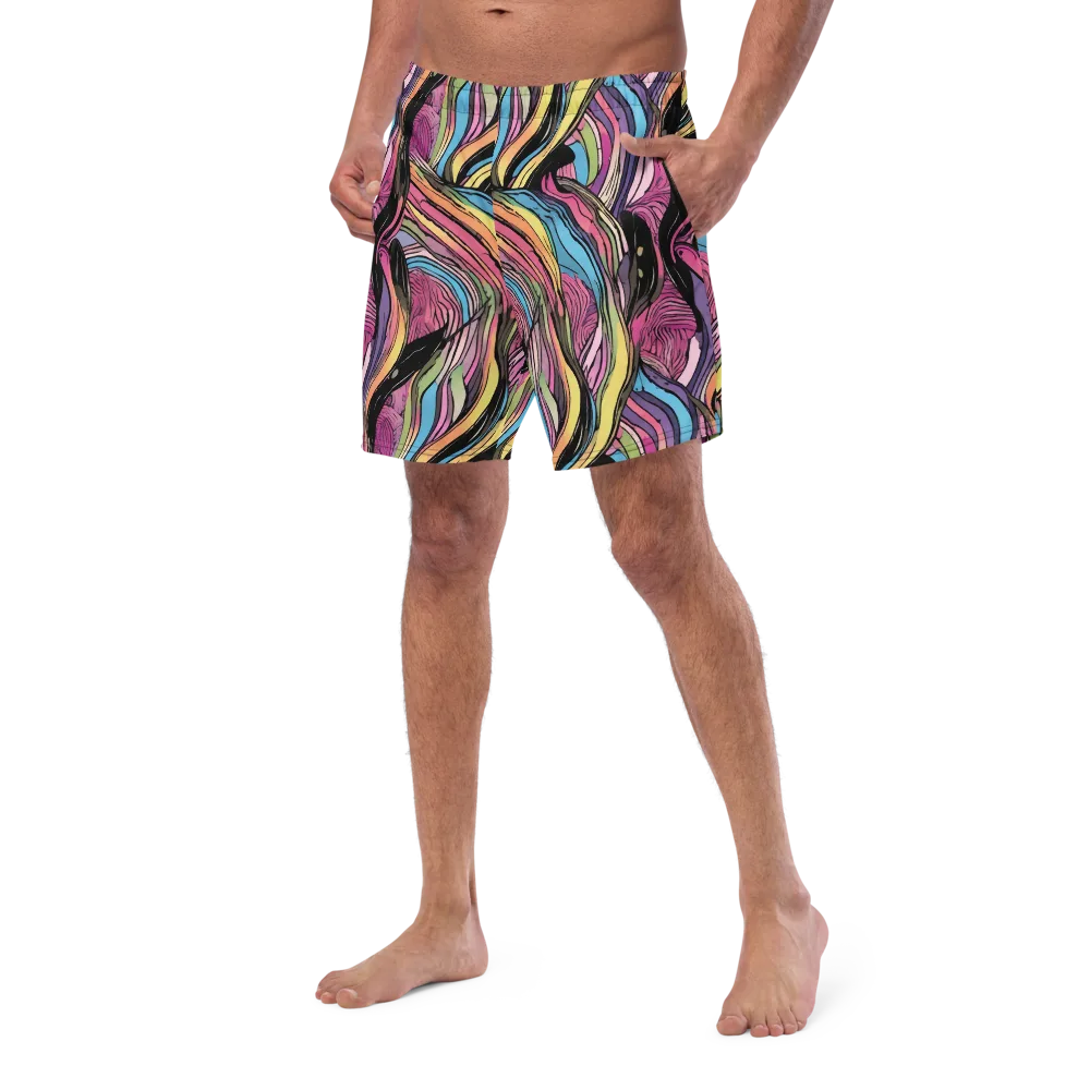 Violet Ribbons on Swim Trunks — Left Front
