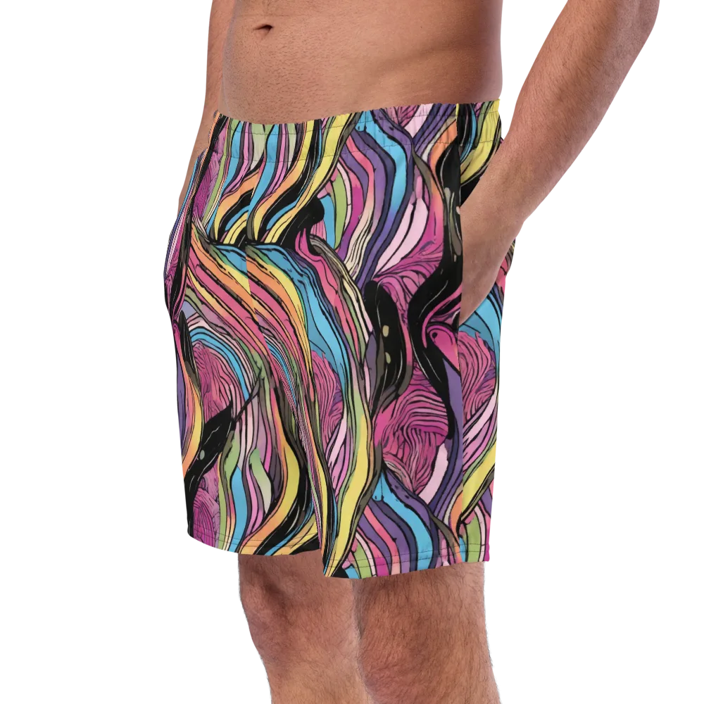 Violet Ribbons on Swim Trunks — Left Front