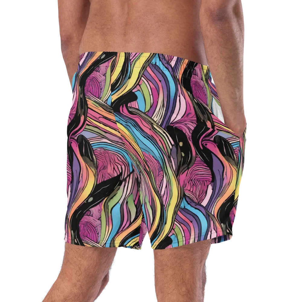 Violet Ribbons on Swim Trunks — Right Back