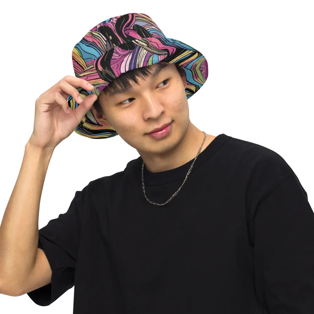 Violet Ribbons on Reversible Bucket Hat — Front Inside