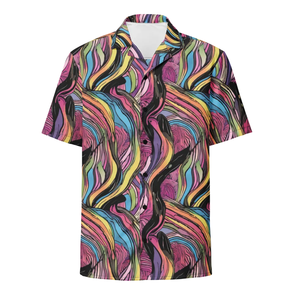 Violet Ribbons on Button Shirt — Front