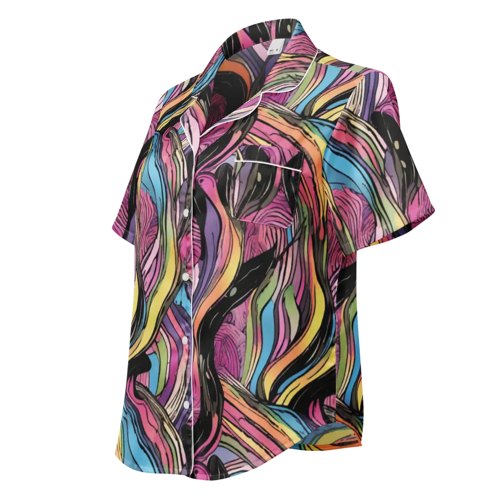 Violet Ribbons on Women's Short Sleeve Pajama Top — Left Front