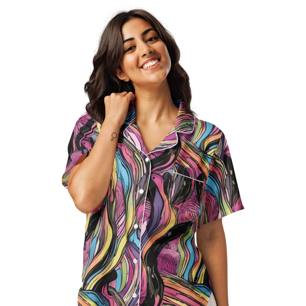 Violet Ribbons on Women's Short Sleeve Pajama Top — Front