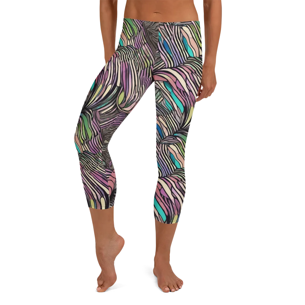 Striated Reverie on Capri Leggings — Front