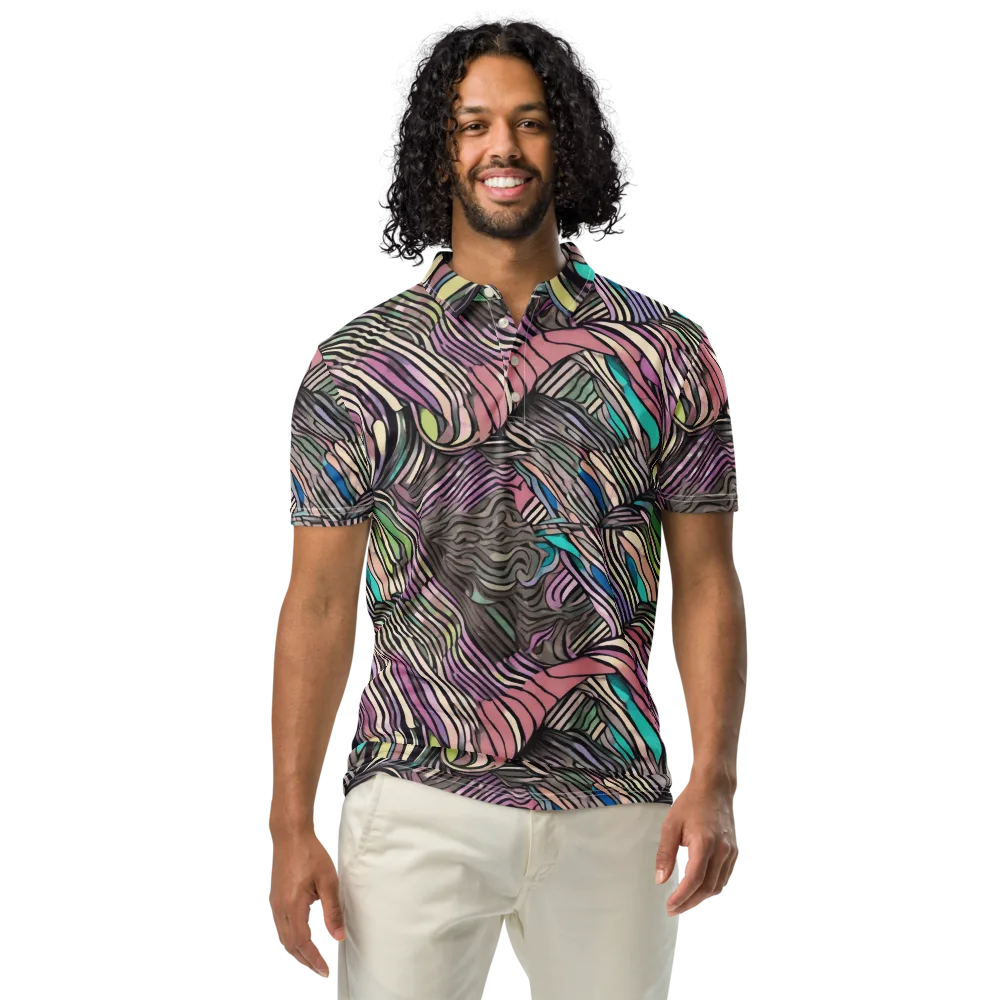 Striated Reverie on Men's Slim Fit Polo Shirt — Front
