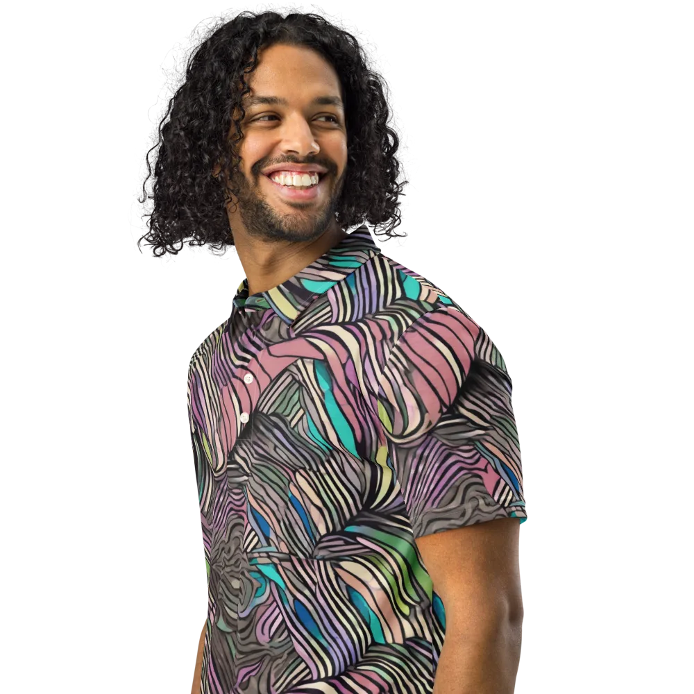 Striated Reverie on Men's Slim Fit Polo Shirt — Left Front