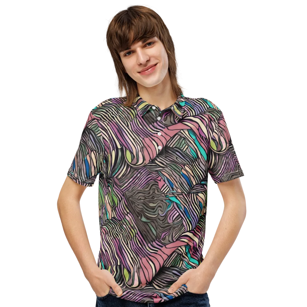 Striated Reverie on Men's Slim Fit Polo Shirt — Front