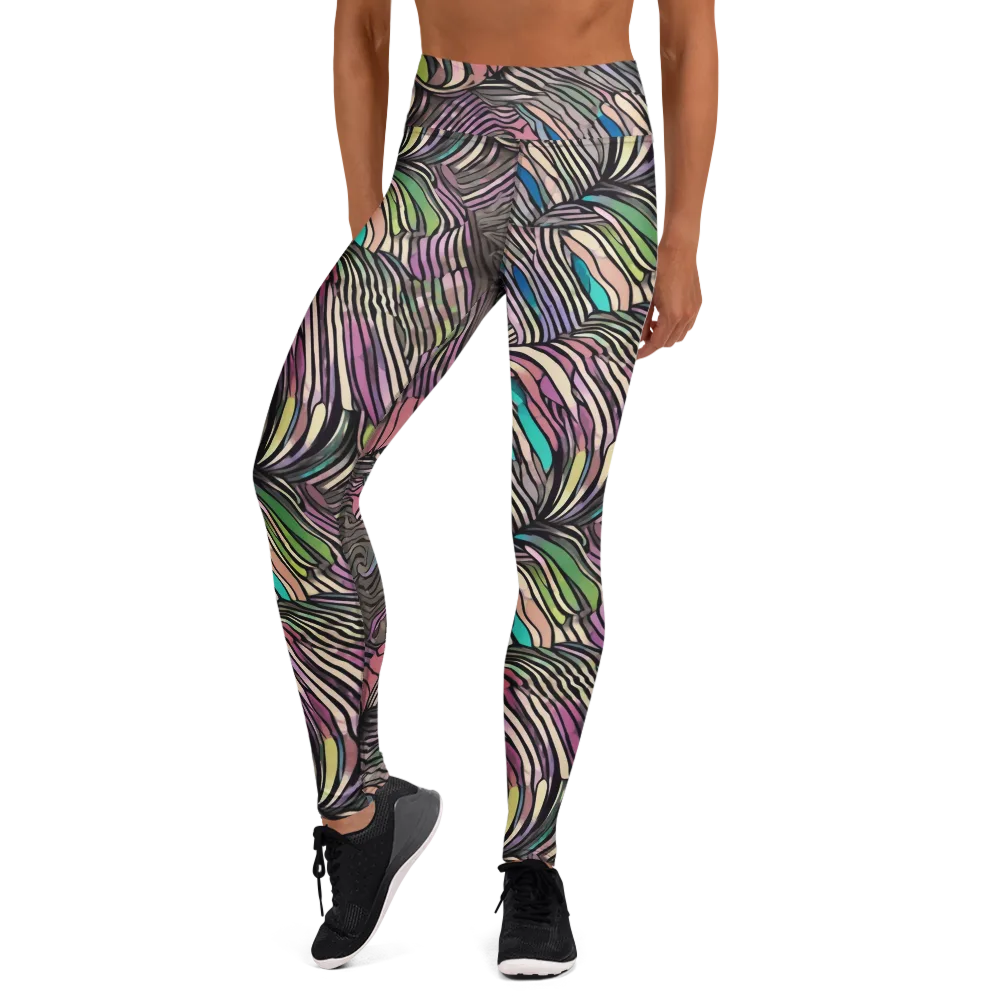 Striated Reverie on Yoga Leggings — Front