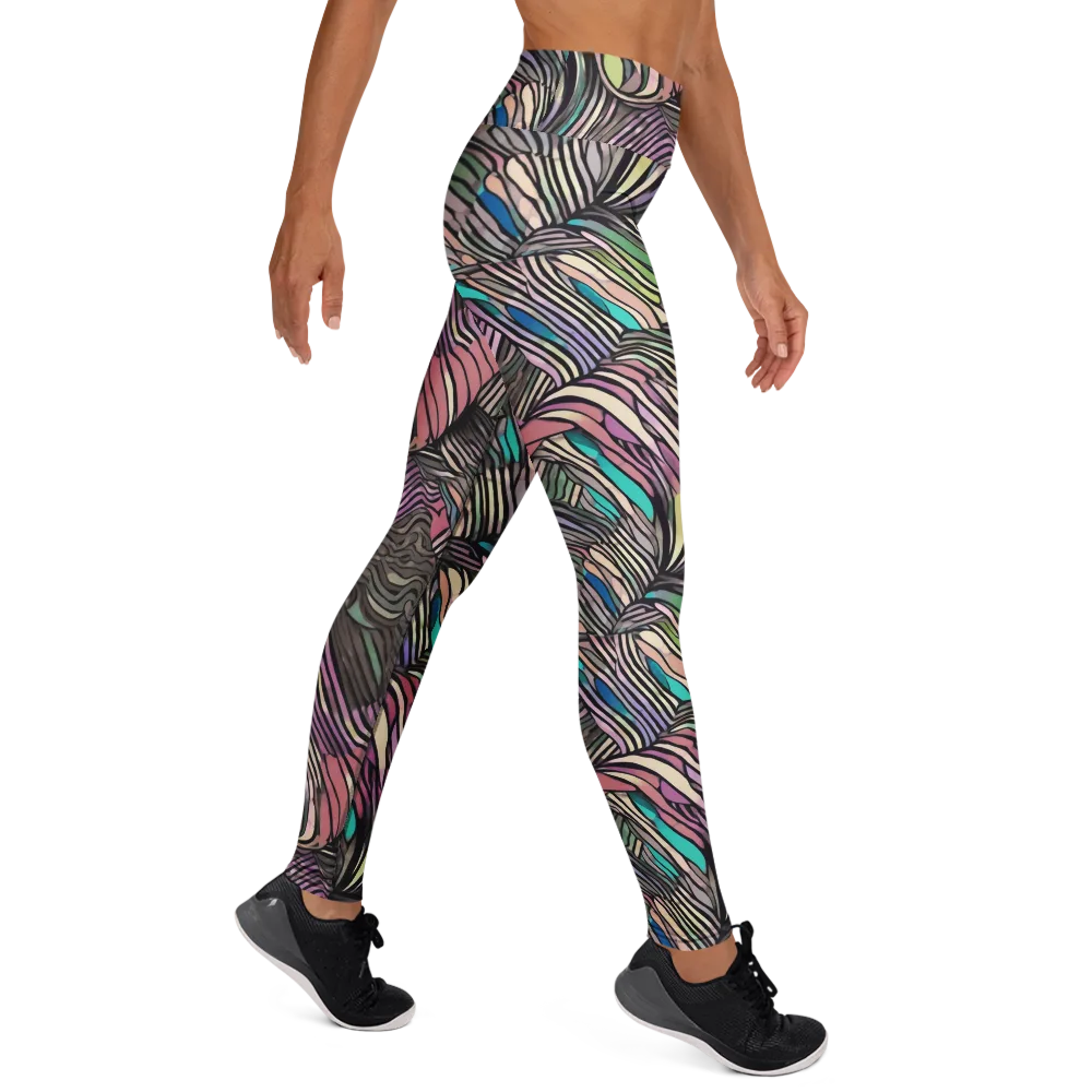 Striated Reverie on Yoga Leggings — Right