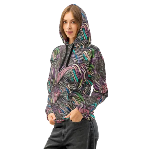 Striated Reverie on a Cotton Hoodie